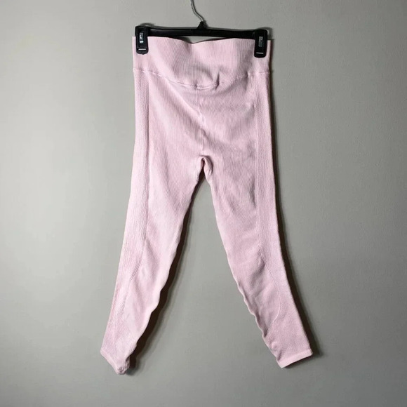 FP Movement Free People Women's M/L Ribbed Stretch Workout Leggings Baby Pink - Picture 8 of 13